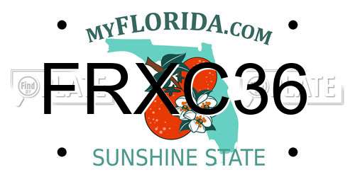 FRXC36 Florida License Plate