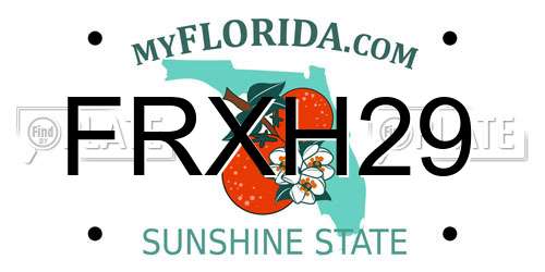 FRXH29 Florida License Plate