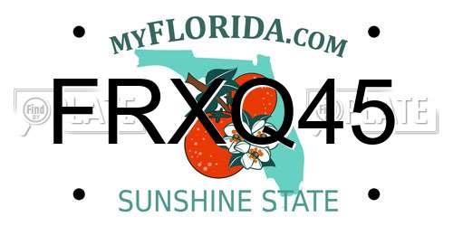 FRXQ45 Florida License Plate