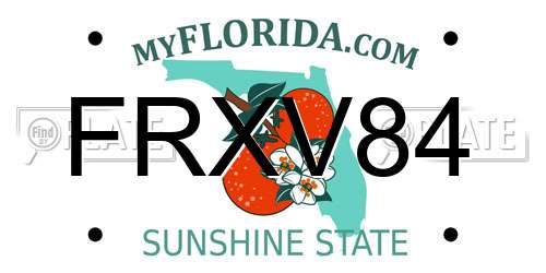 FRXV84 Florida License Plate