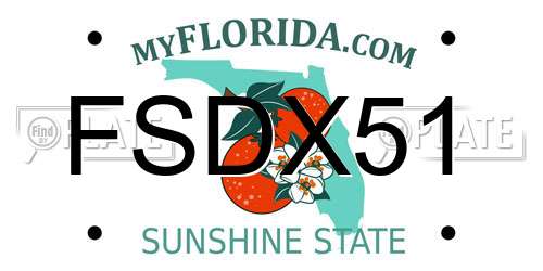 FSDX51 Florida License Plate