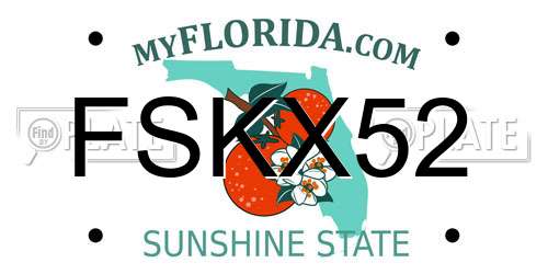 FSKX52 Florida License Plate