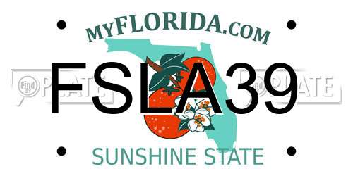 FSLA39 Florida License Plate