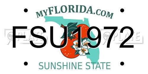 FSU1972 Florida License Plate