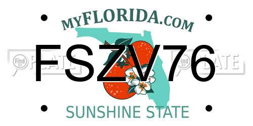 FSZV76 Florida License Plate