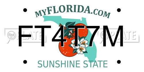 FT4T7M Florida License Plate