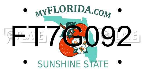 FT7G092 Florida License Plate