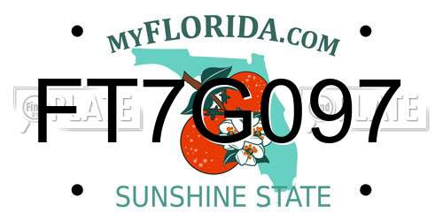 FT7G097 Florida License Plate