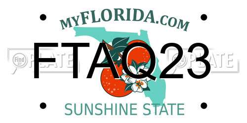 FTAQ23 Florida License Plate