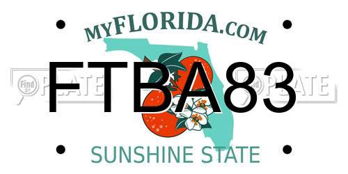 FTBA83 Florida License Plate