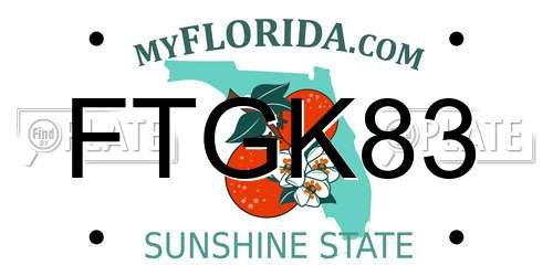 FTGK83 Florida License Plate