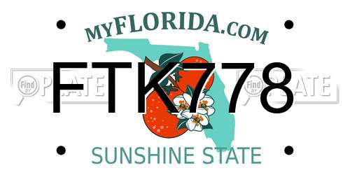 FTK778 Florida License Plate