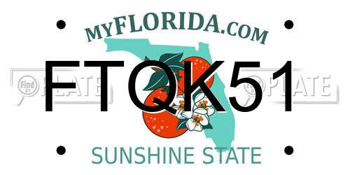 FTQK51 Florida License Plate