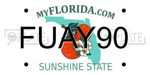 FUAY90 Florida License Plate