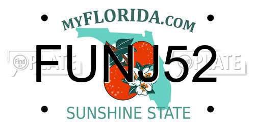 FUNJ52 Florida License Plate