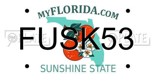 FUSK53 Florida License Plate