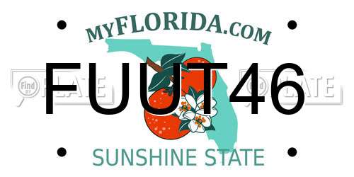 FUUT46 Florida License Plate