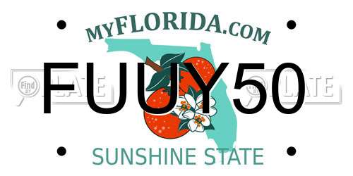 FUUY50 Florida License Plate