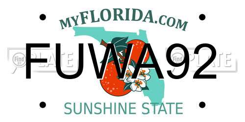 FUWA92 Florida License Plate