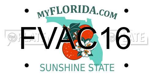 FVAC16 Florida License Plate