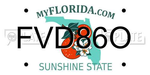 FVD86O Florida License Plate