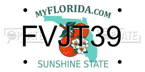 FVJT39 Florida License Plate
