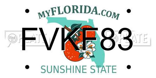 FVKF83 Florida License Plate