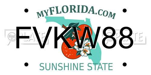 FVKW88 Florida License Plate