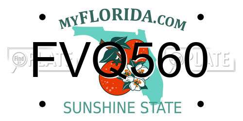 FVQ560 Florida License Plate