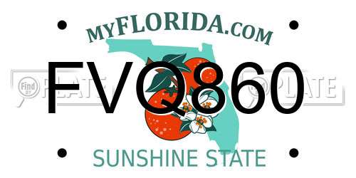 FVQ860 Florida License Plate