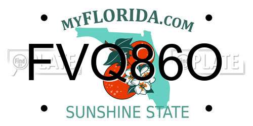 FVQ86O Florida License Plate