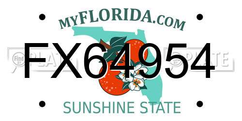 FX64954 Florida License Plate