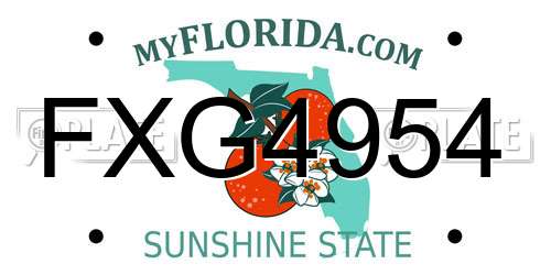 FXG4954 Florida License Plate