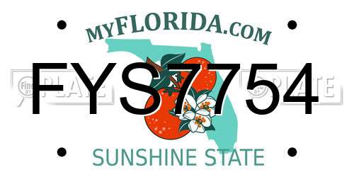 FYS7754 Florida License Plate
