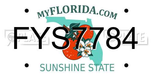 FYS7784 Florida License Plate