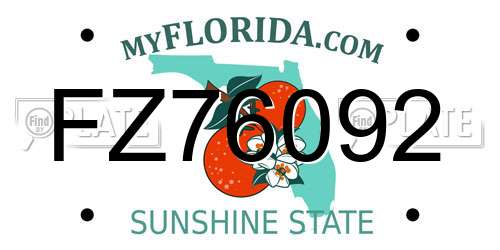 FZ76092 Florida License Plate
