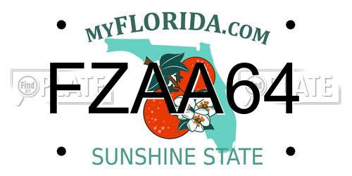 FZAA64 Florida License Plate