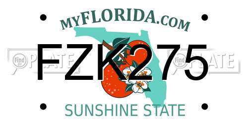 FZK275 Florida License Plate