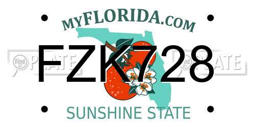 FZK728 Florida License Plate