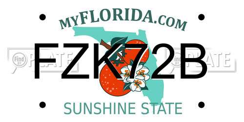 FZK72B Florida License Plate