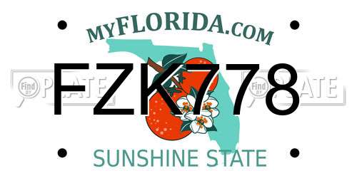 FZK778 Florida License Plate