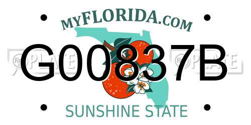 G00837B Florida License Plate