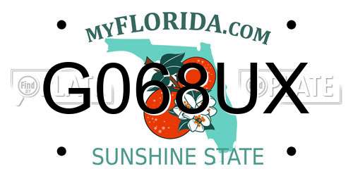 G068UX Florida License Plate
