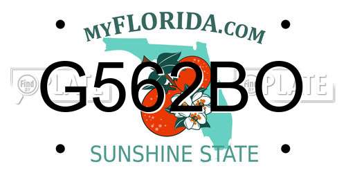G562BO Florida License Plate