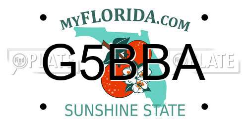 G5BBA Florida License Plate