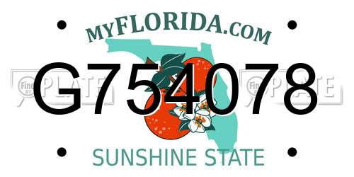 G754078 Florida License Plate