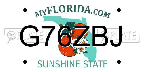 G76ZBJ Florida License Plate