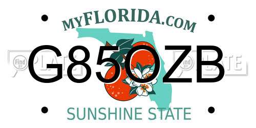 G85OZB Florida License Plate