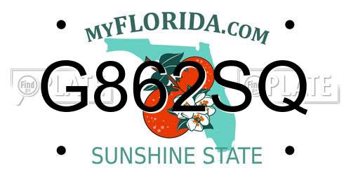 G862SQ Florida License Plate