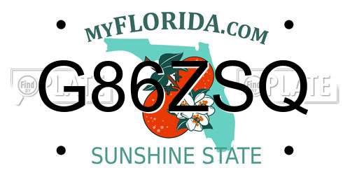 G86ZSQ Florida License Plate